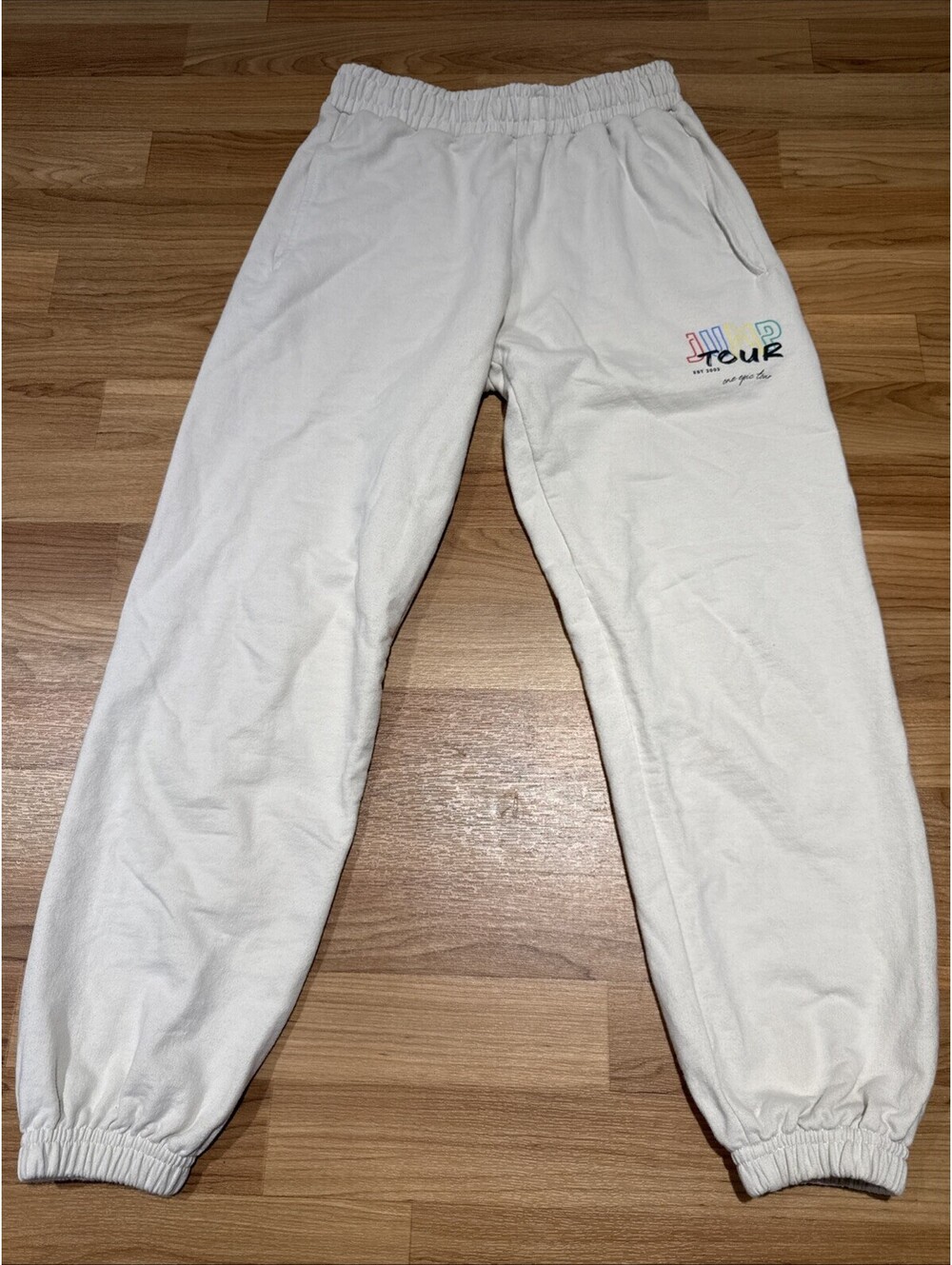 Vintage Y2K Jump Tour 2003 Sweatpants Ivory Small - Flawless Cuffed Joggers